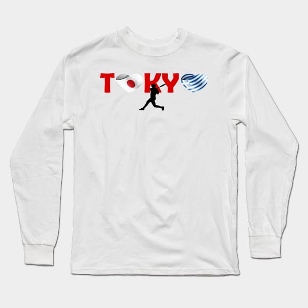 Sports, Softball, Greece in Tokyo! Long Sleeve T-Shirt by ArtDesignDE